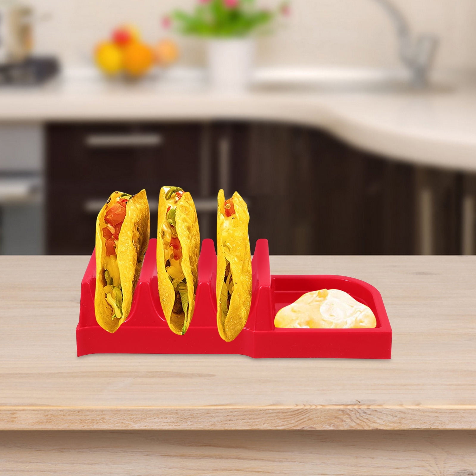 RENACLIPY Wave Shaped Taco Rack Plastic Red 1Pack For Holding Tacos ...