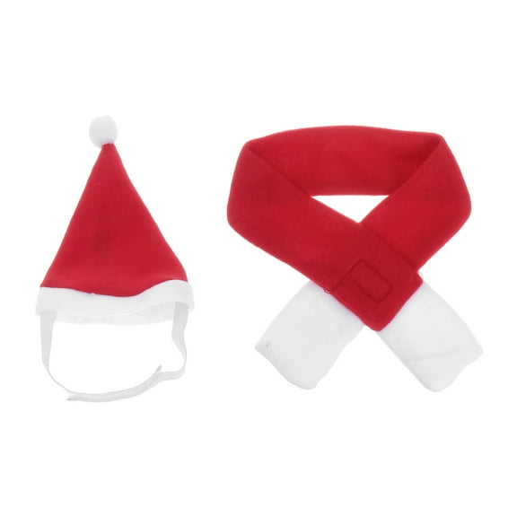 HEMOTON Pet Hat with Scarf Set for Holiday Decoration Ideal for Christmas Parties and Photo Props Size L