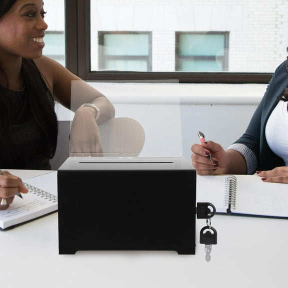 EXHUMKY Donation Box with Lock Acrylic Material Black for Secure Storage Use and Fundraising Events