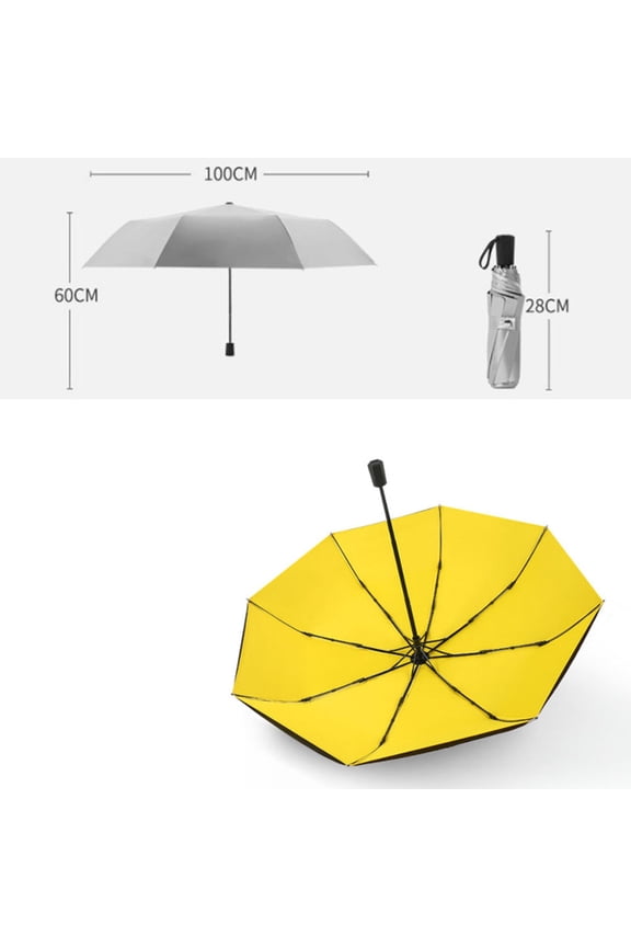 Double-layer Titanium Silver Sunshade Super Ultraviolet-proof Cooling Umbrella (Double-Layer Glue, Yellow)