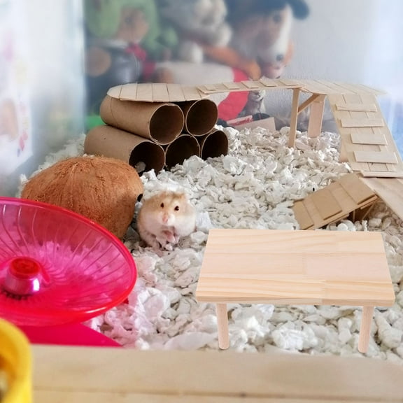 UPGRATOR Stable Hamster Platform Cage Wood Platforms Khaki 1Set 11.8x7.1x4.3in