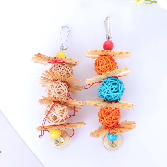 HEMOTON Durable Plastic Assorted Color Parrot Toy for Bird Use Fun Hanging Toy for Small Birds 2pcs