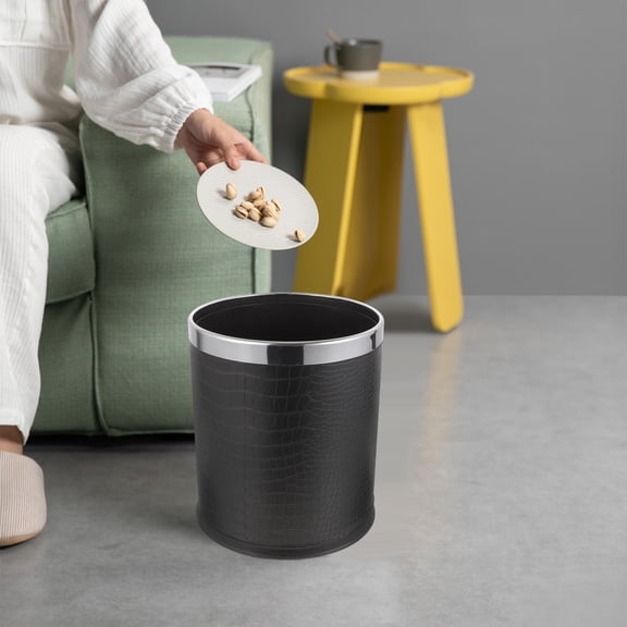 HEMOTON Durable Plastic Trash Can for Home Use Black Color Suitable for Any Room 3.5 Gallons