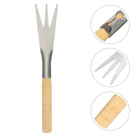 RENACLIPY Metal Garden Hand Tool 3-Toothed Trowel for Transplanting and Weeding