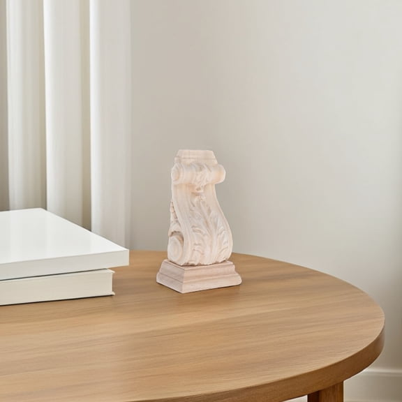 HEMOTON European Style Decorative Carved Wood Corbel for Shelves and Fireplace Mantel Khaki Color Practical and Longlasting