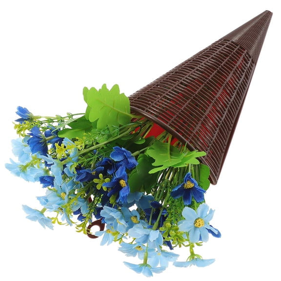 HEMOTON Artificial Flowers with Rattan Basket Hanging Decoration for Door, Home, Office, Indoor Floral Arrangement