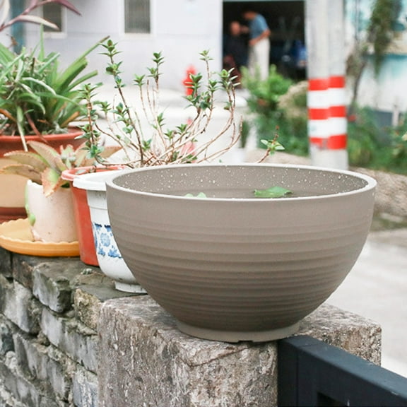 HEMOTON  Faux Stone Flower Pot Unique Flowerpot Khaki Pots