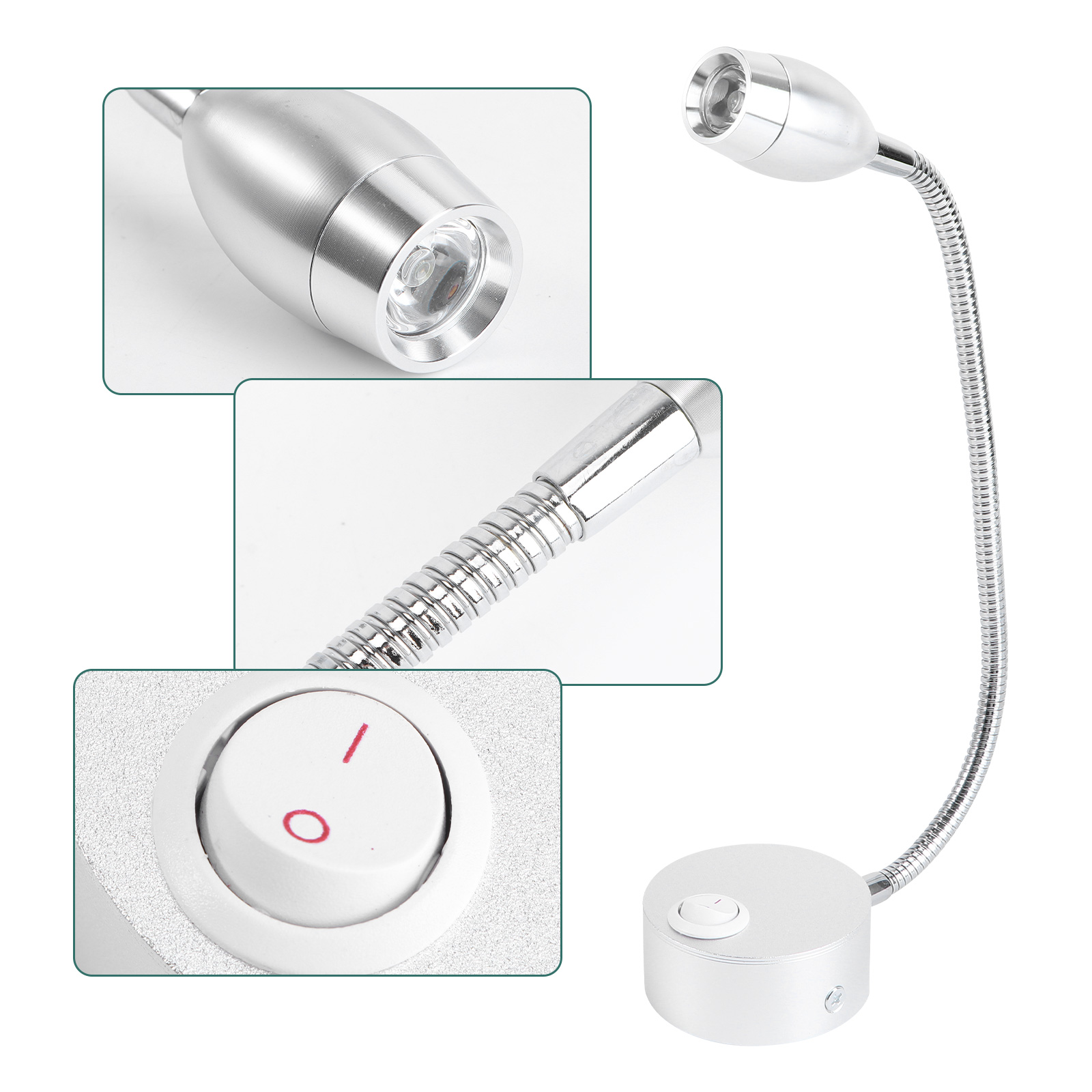 HEMOTON Flexible LED Wall Lamp for Bedroom Reading with Aluminum Neck ...