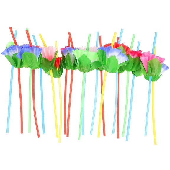 HEMOTON Flexible Plastic Drinking Straws Assorted for Parties and Daily Use 100 Pieces
