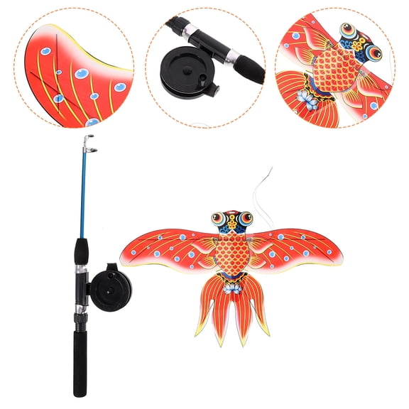 HEMOTON Fly Fishing Rod and Kite Animal Kite Portable Kite Child 30.00X18.00X0.20CM