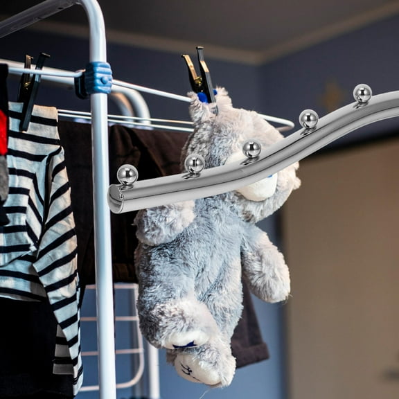DEEPCRAFF Folding Balcony Hangers Wall Mounted Drying Rack Silver 2Set
