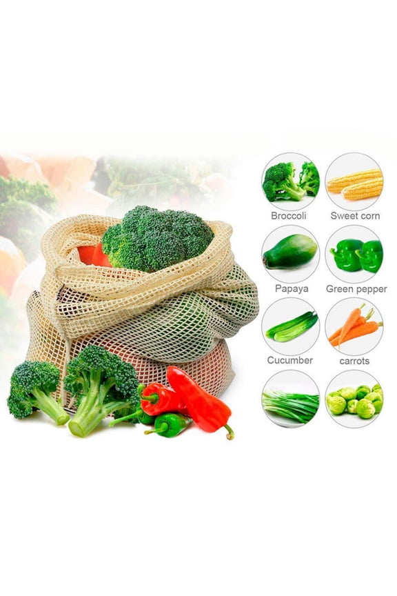 Food Storage Pouch Drawstring Bag Muslin Grocery Green Bags