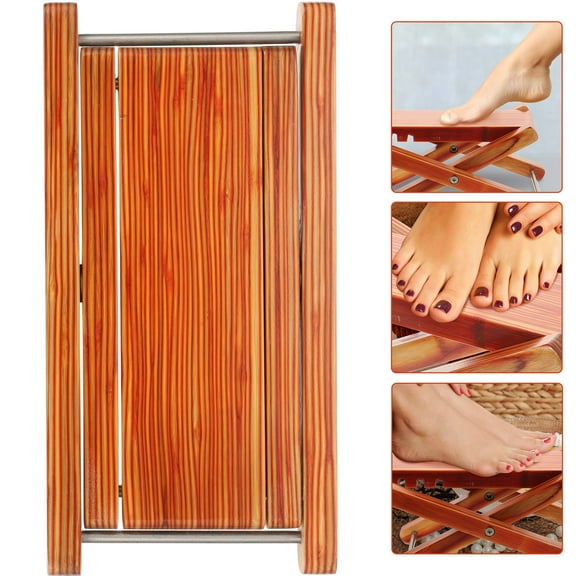 EXHUMKY Foot Stool Bamboo Ergonomic Design Pedicure Support 1Pack