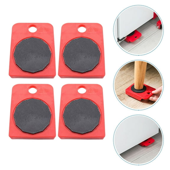 HEMOTON Furniture Sliders with Wheels for Moving Heavy Furniture at Home ABS Plastic Red 4pcs