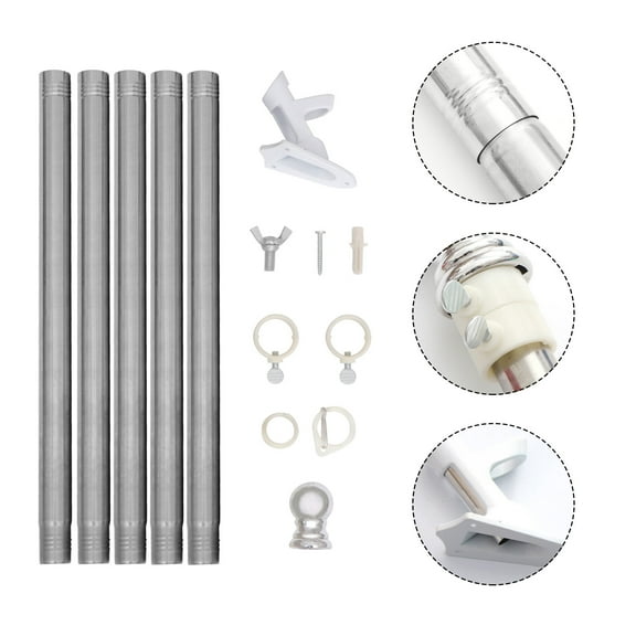 EXHUMKY 1 Set Rotating Flag Pole Kit for Outdoor Use with Metal Material