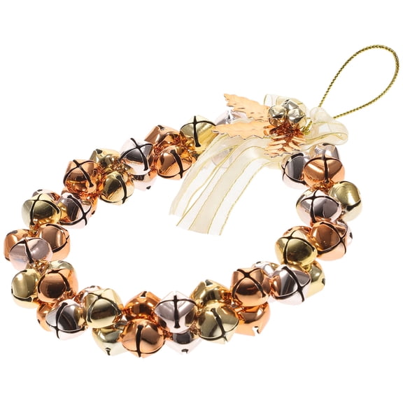 HEMOTON Golden Christmas Bell Wreath with Iron Bells for Home Decoration Adds Festive Cheer 1pc