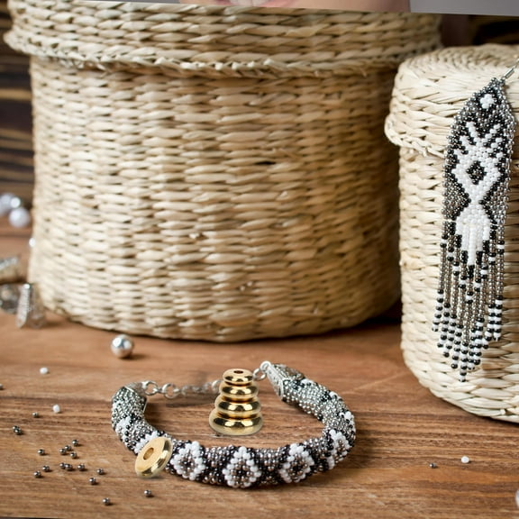 EXHUMKY Round Loose Spacer Beads Jewelry Making Supplies Copper 400Pcs 0.28x0.28in