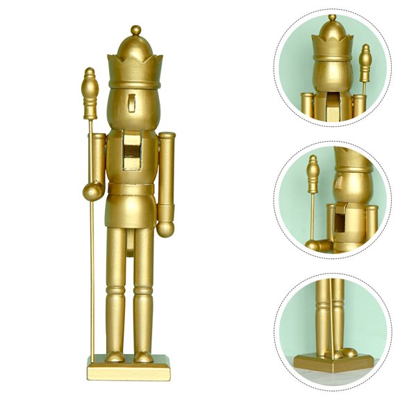 EXHUMKY Nutcracker Ornament Golden Wood 1Set 15x3.7x3.1in