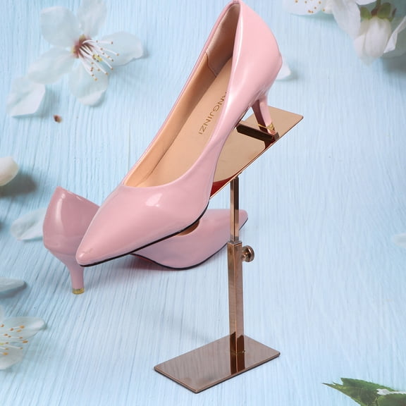 HEMOTON Golden Stainless Steel Shoe Display Stand Premium Metal Rack for Home and Store Use 30.5 x 30.5 x 100 cm