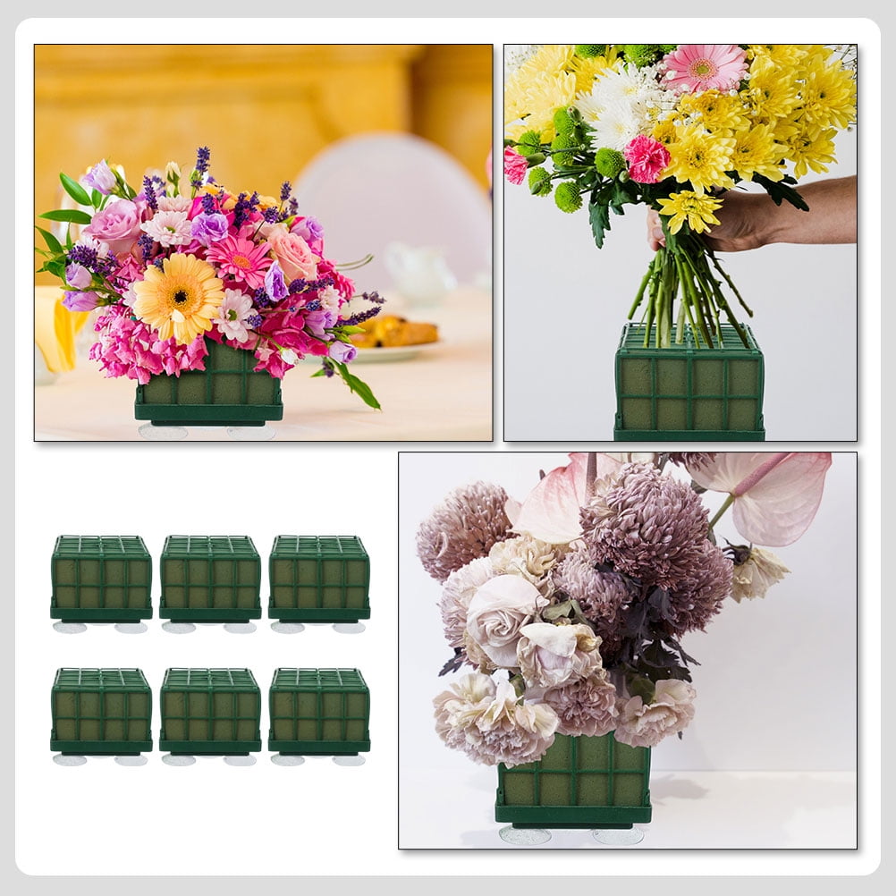 Phenofice Floral Arranging Supplies Green Plastic for Women Anniversary 6Pcs 4.3x4.3x3.5in