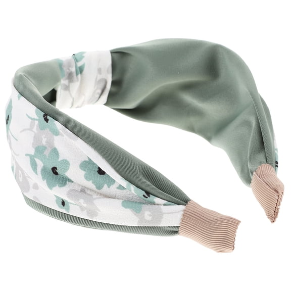 HEMOTON Green Knotted Headband for Women with Elegant Flower Pattern and Comfortable Cloth Material Fits Most Heads