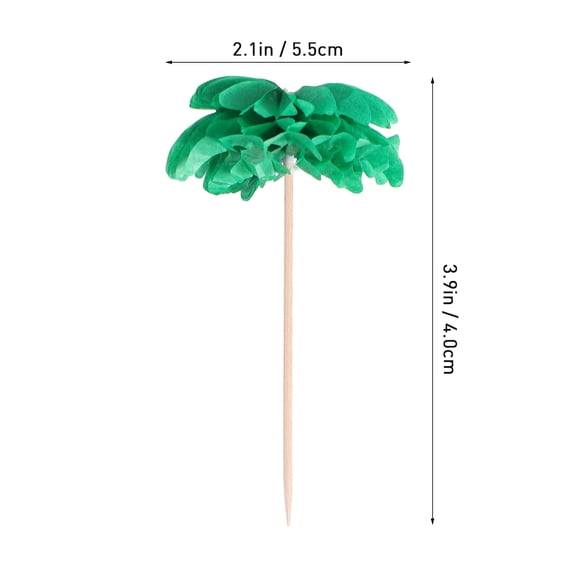 HEMOTON Green Plastic Cake Picks Coconut Tree Dessert Toppers Party Supplies Decorations 50 Pieces
