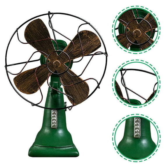 HEMOTON Green Retro Desk Fan Ornament Resin Vintage Decoration for Home Office Bar 4.5 x 4.5 x 6.5 Inches