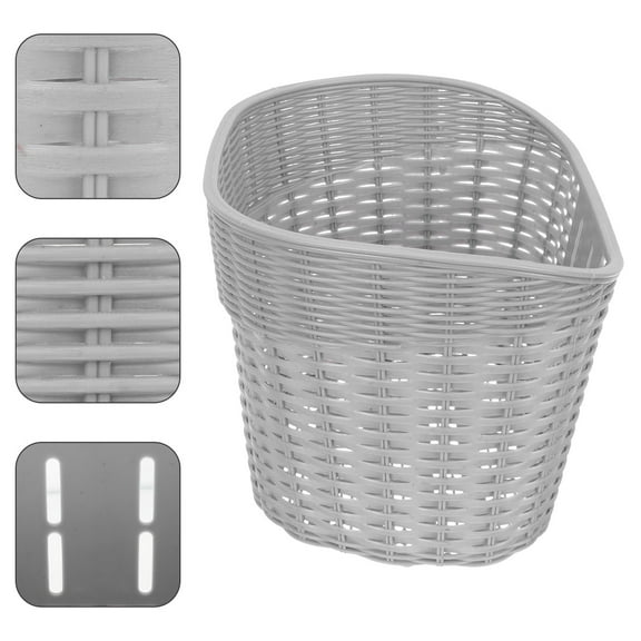 HEMOTON Grey Plastic Bike Basket for Outdoor Use with Large Capacity and Sturdy .5 inches
