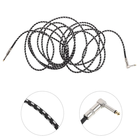 HEMOTON Guitar Instrument Cable Straight To Right Angle Noise Reduction Audio Cord For Electric Guitar Bass Keyboard Drum Speaker Microphone 6m