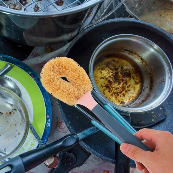 RENACLIPY Household Cleaning Brush Dish Scrubber Coconut Fibre Dark Blue Kitchen Use 1Pcs