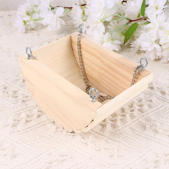 HEMOTON Hanging Chain Boat Nest Wood Sleeping Swing Nest Pet Supplies for Hamster Parrot
