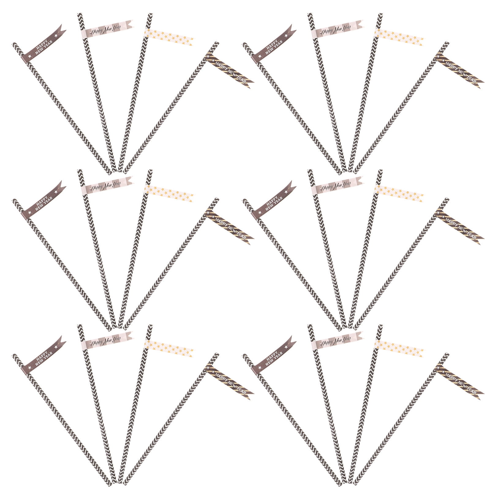 HEMOTON Happy New Year Paper Straws for Drinking Decor Assorted Color ...