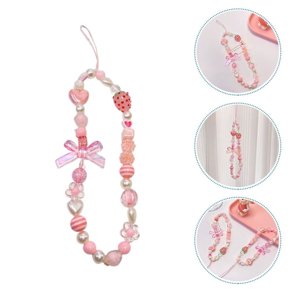 HEMOTON Stylish Beaded Phone Chain Accessory, Assorted Colors, Lightweight Material, 6.5 Inches, Practical Phone Charm