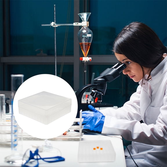 HEMOTON Hemoton 2pcs Freezing Tubes Box Cryogenic Vial Rack Microtube Storage Holder with 100 Grids