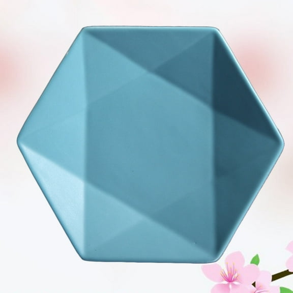 HEMOTON Hexagon Ceramic Plate Porcelain Food Dish Euro Style Fruit Spaghetti Geometric Shape Plate for Breakfast Lunch Dinner (Random Color, Small Size)