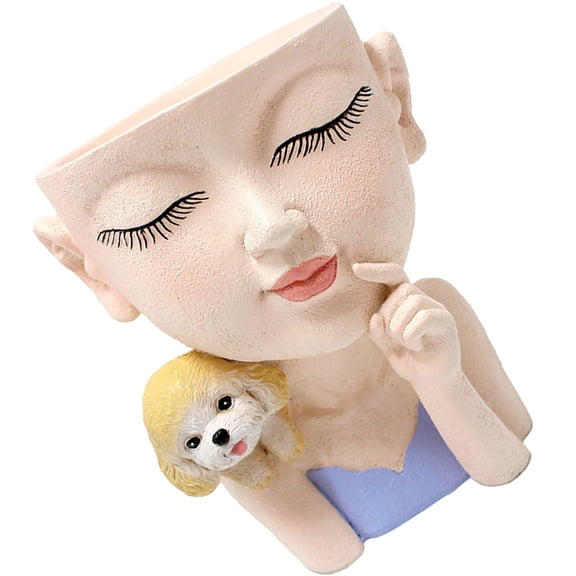HEMOTON Human Face Flower Pot Decoration Home Planter Cute Vase Miss