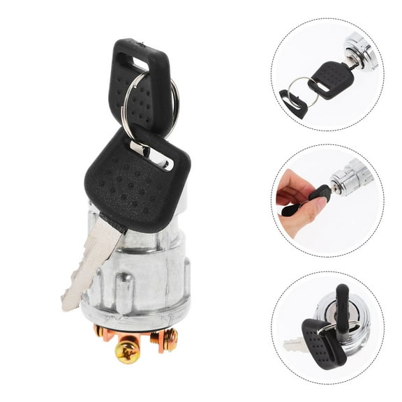 HEMOTON Ignition Switch with Key Automotive Ignition Switch 4-pin Vehicle Ignition Switch(12V)