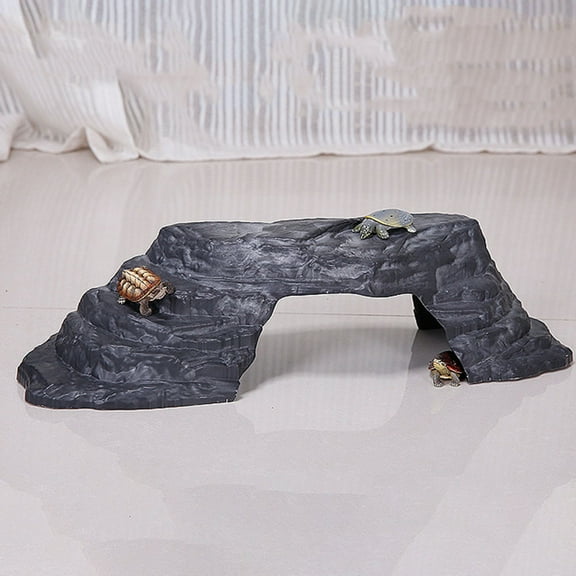 HEMOTON Imitation Stone Turtle Basking Reptile Stone Bridge Climbing Hideout Turtle Climbing Platform Fish Tank Landscape Ornament (Size )