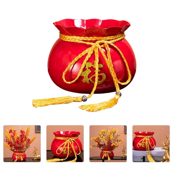 SOPOTUTU 1Pc Red Iron Art Flower Pot Decorative Container for Indoor Use and Home Decor