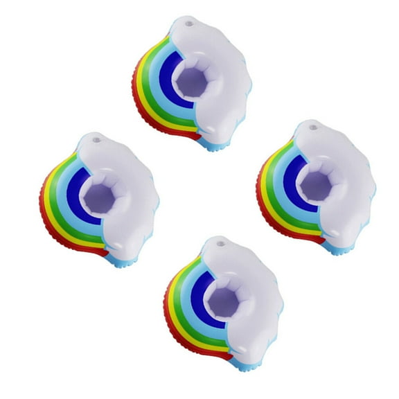 HEMOTON Inflatable PVC Rainbow Drink Holder for Pool Decor 4 Pieces Lightweight Portable