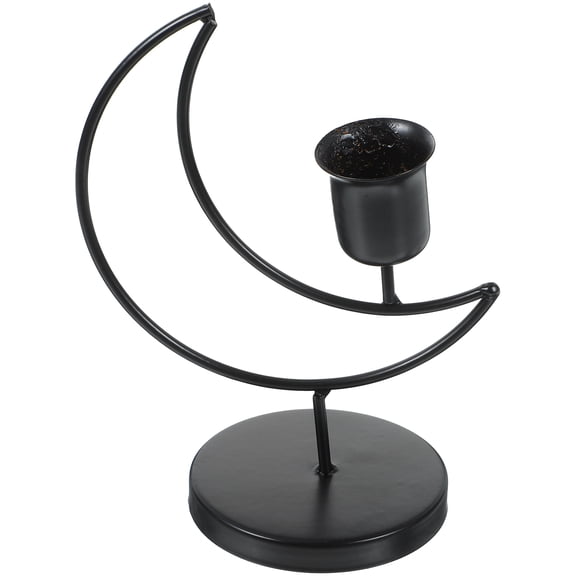 HEMOTON Iron Moon Candlestick Home Decor Holder Tea Lights Vintage Black