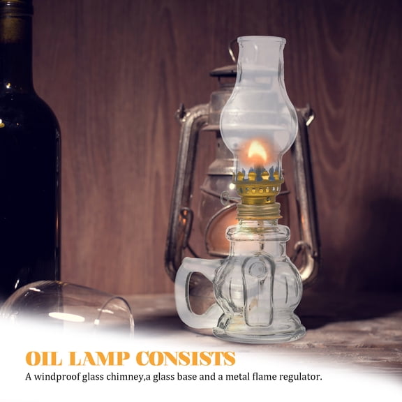 HEMOTON Kerosene Lamp Decorative Vintage Glass Lampshade Oil Antique Practical
