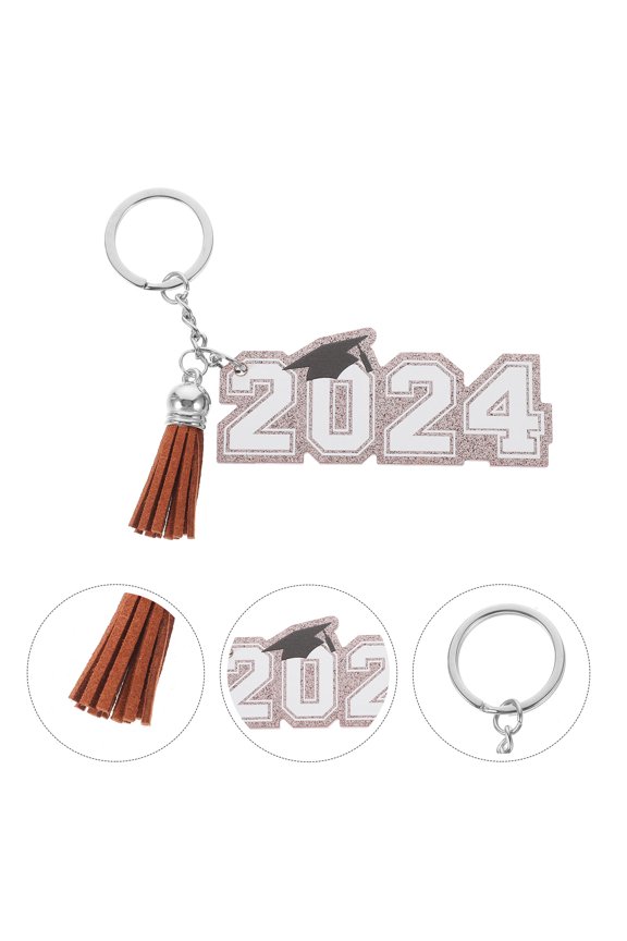 Key Hanging Decor Grad Ring Silver Embroidered Graduation Man Brown