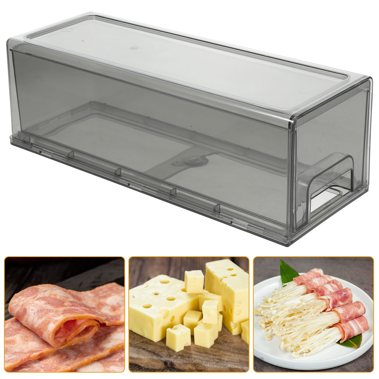 HEMOTON  Kitchen Refrigerator Organizers and Storage Bins Drawers Grey