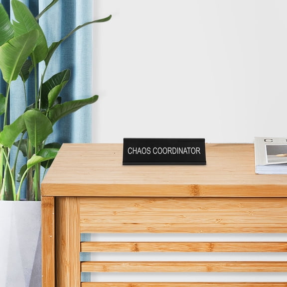 HEMOTON L Shaped Aluminum Alloy Desk Plaque for Mediator Position Office Supply Funny Office Sign Chaos Coordinator Decorative Sign