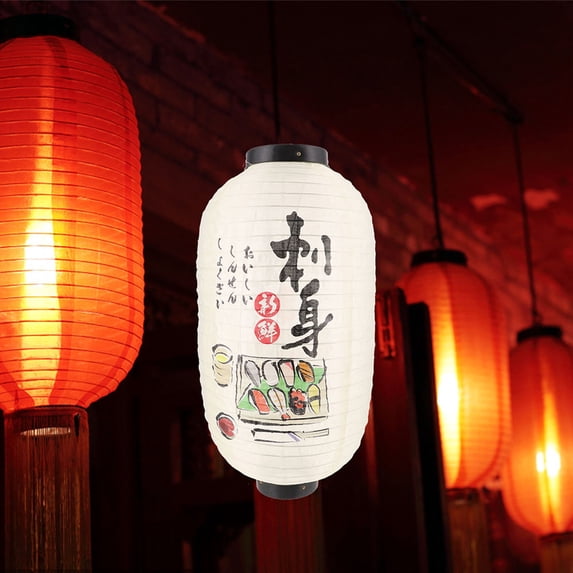 HEMOTON Lanterns Hanging Silk Lantern Outdoor Decor 48X25X25CM