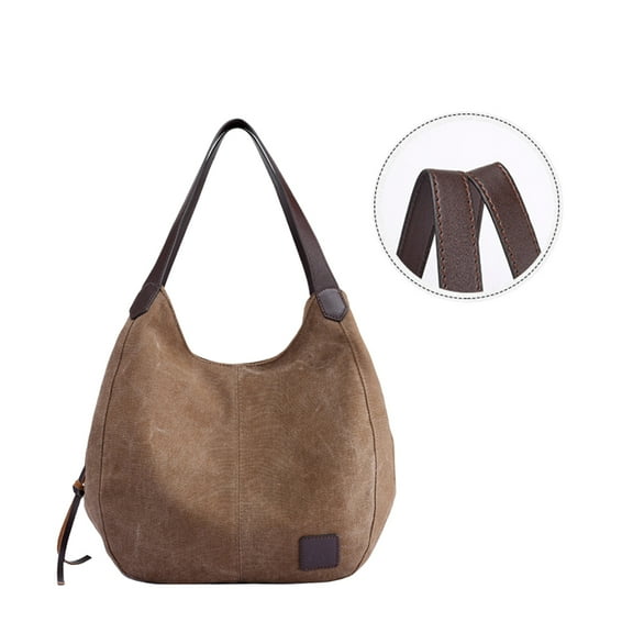 HEMOTON  Large Capacity Shoulder Bag Sling for Women Ladies Casual Handbag Brown