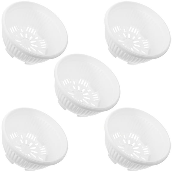 DEEPCRAFF Round Planters For Outdoor Plants White Plastic 5Pcs With Drainage Holes