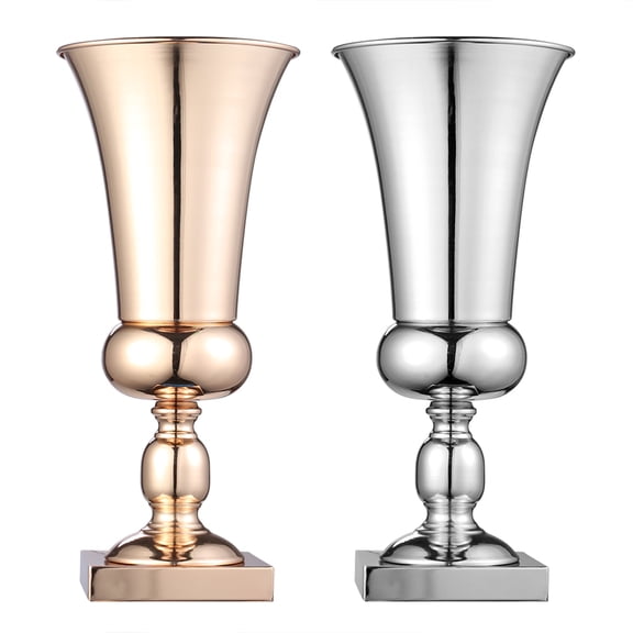 HEMOTON Large Silver Wedding Vase for Decor Elegant Metal Iron Vase Suitable for Holiday and Home Decoration 12.5 Inches