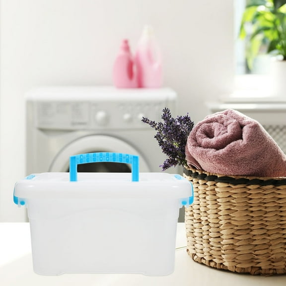 HEMOTON Laundry Pod Container Dishwasher Pod Holder Plastic Storage Box With Handle For 100 Laundry Pod Room Organization Storage Dry Food Food Candy